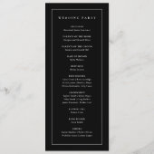Elegant Monogram Zwarte en Witte Bruiloft Programmakaart (Achterkant)