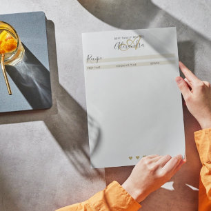 Elegant Monogram Zwarte Goud Eenvoudig Receptblad Notitieblok