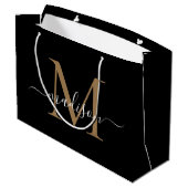 Elegant Monogram Zwarte Goud Elegante Script Naam Groot Cadeauzakje (Achterkant Gekanteld)
