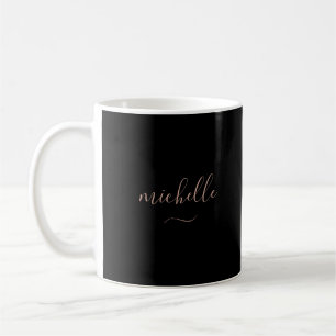 Elegant Monogram Zwarte Gouden Script Naam met kru Koffiemok