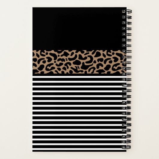 Elegant Monogram zwarte Leopard Animal Print Noteb Notitieboek (Achterkant)