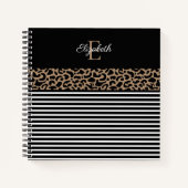 Elegant Monogram zwarte Leopard Animal Print Noteb Notitieboek (Voorkant)