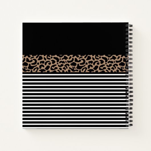 Elegant Monogram zwarte Leopard Animal Print Noteb Notitieboek (Achterkant)