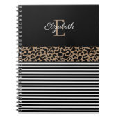 Elegant Monogram zwarte Leopard Animal Print Notitieboek (Voorkant)