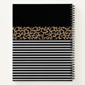 Elegant Monogram zwarte Leopard Animal Print Notitieboek (Achterkant)