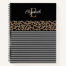 Elegant Monogram zwarte Leopard Animal Print