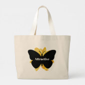 Elegant monogram Zwarte vlinder Grote Tote Bag (Achterkant)