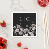 Elegant monogram zwarte waterverf servet (Insitu)