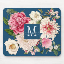 Elegant Monogram Zwirls Donkere Blauwgroen  Floral