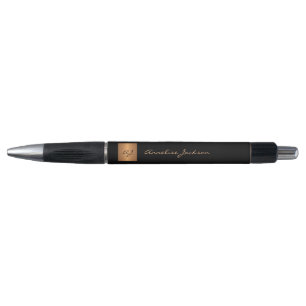 Elegant monogramed black gold name script stijlvol pen