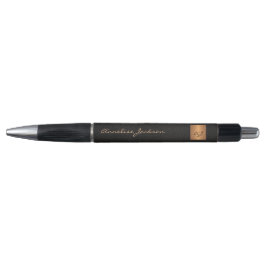 Elegant monogramed black gold name script stijlvol pen