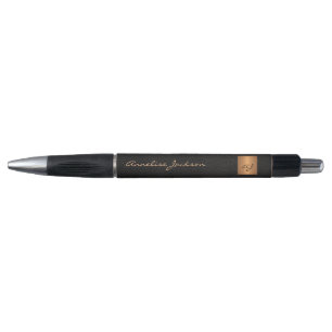 Elegant monogramed black gold name script stijlvol pen