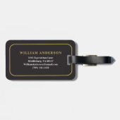 Elegant Monogramed Black Gold Windows Pset Bagagelabel (Achterkant horizontaal)