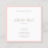Elegant Monogramed Blush Pink Gold Text Modern Vierkante Visitekaartje (Achterkant)