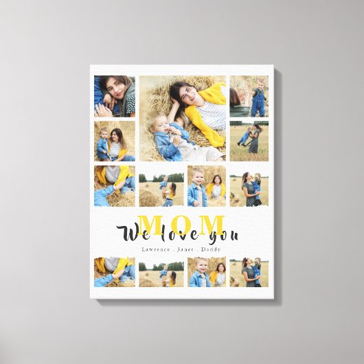 Elegant monogramed Custom Collage we houden van je Canvas Afdruk (Voorkant)