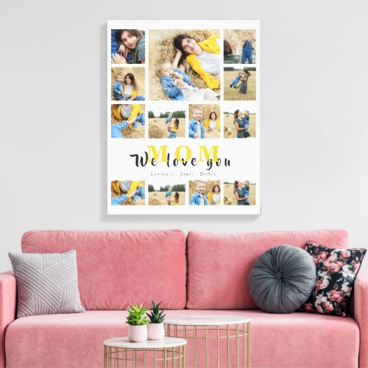 Elegant monogramed Custom Collage we houden van je Canvas Afdruk (Insitu (Woonkamer))