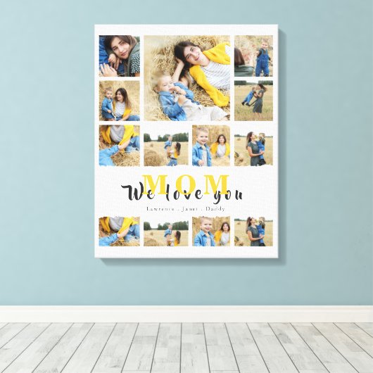 Elegant monogramed Custom Collage we houden van je Canvas Afdruk (Insitu (Houten vloer))