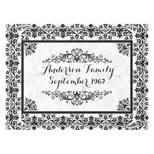 Elegant monogramed damask tafelkleed (Voorkant (Horizontaal))