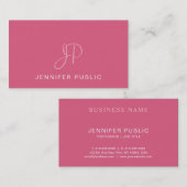 Elegant Monogramed Design Trendy Blush Pink Plain Visitekaartje (Voorkant / Achterkant)