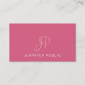 Elegant Monogramed Design Trendy Blush Pink Plain Visitekaartje (Voorkant)