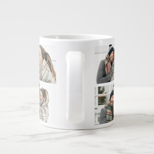 Elegant Monogramed en 5 Photo Personalized Mug Grote Koffiekop (Achterkant)