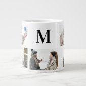 Elegant Monogramed en 5 Photo Personalized Mug  Grote Koffiekop (Voorkant)
