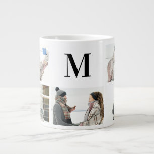 Elegant Monogramed en 5 Photo Personalized Mug  Grote Koffiekop