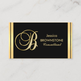 Elegant monogramed Gold Black Letter 'B' Visitekaartje
