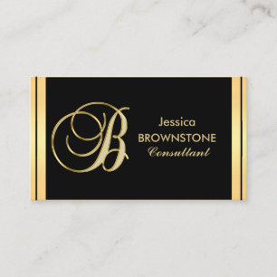 Elegant monogramed Gold Black Letter 'B' Visitekaartje