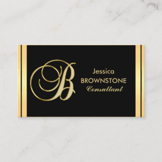 Elegant monogramed Gold Black Letter 'B' Visitekaartje