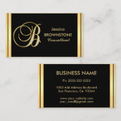 Elegant monogramed Gold Black Letter 'B' Visitekaartje (Voorkant / Achterkant)