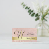 Elegant Monogramed Gold Black Pink Marble Visitekaartje (Staand voorkant)