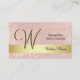 Elegant Monogramed Gold Black Pink Marble Visitekaartje
