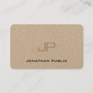 Elegant Monogramed Premium Real Kraft Paper Visitekaartje