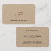 Elegant Monogramed Premium Real Kraft Paper Visitekaartje (Voorkant / Achterkant)