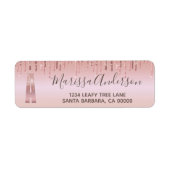 Elegant Monogramed Roos Gold Glitter Girly Etiket (Voorkant)