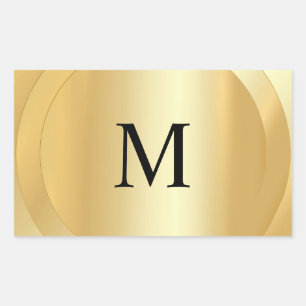 Elegant Monogramed Sjabloon Custom Faux Gold Rechthoekige Sticker