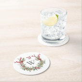Elegant MonogramKerstvakantie krans Ronde Kartonnen Onderzetter (Insitu)