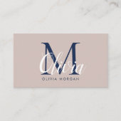Elegant monogramlogo beige blauw professioneel visitekaartje (Voorkant)