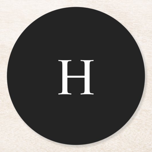 Elegant Monogramm Ronde Kartonnen Onderzetter (Voorkant)