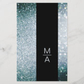 Elegant Monogramm Silber Blau Flyer (Voorkant)