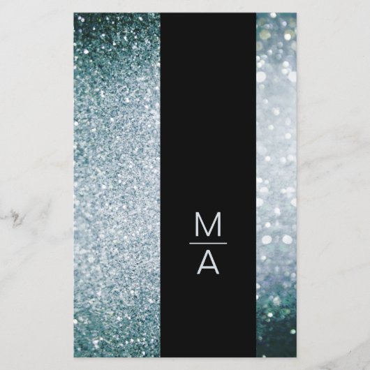 Elegant Monogramm Silber Blau Flyer (Voorkant)
