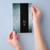 Elegant Monogramm Silber Blau Flyer (Hand)