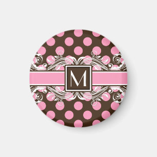 Elegant monogramma Geometrische puntpatroon Magneet