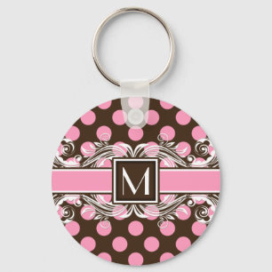 Elegant monogramma Geometrische puntpatroon Sleutelhanger