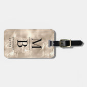 Elegant monogrammatig ivoorbeige bagagelabel (Voorkant horizontaal)