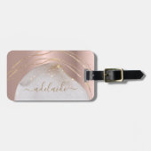 Elegant monogramme Name Roos Gold Glitter Custom Bagagelabel (Voorkant horizontaal)