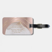 Elegant monogramme Name Roos Gold Glitter Custom Bagagelabel (Achterkant horizontaal)