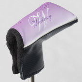 elegant monogramme paarse glitter golfheadcover (3/4 voorkant)