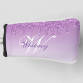 elegant monogramme paarse glitter golfheadcover (Voorkant)